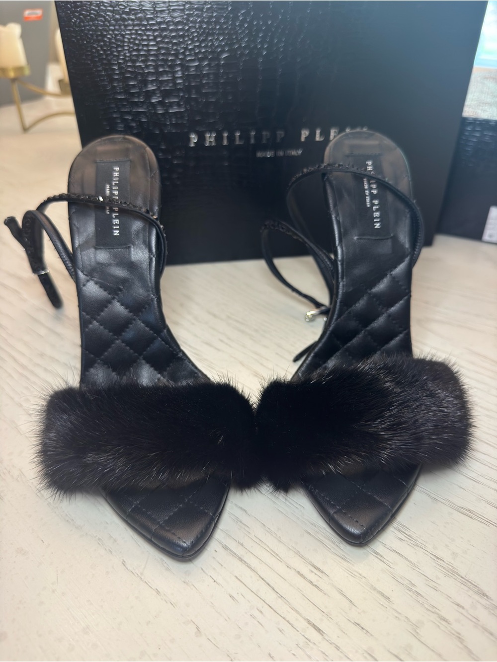Philipp Plein Black Fur and Strass High Heel - Picture 5 of 7